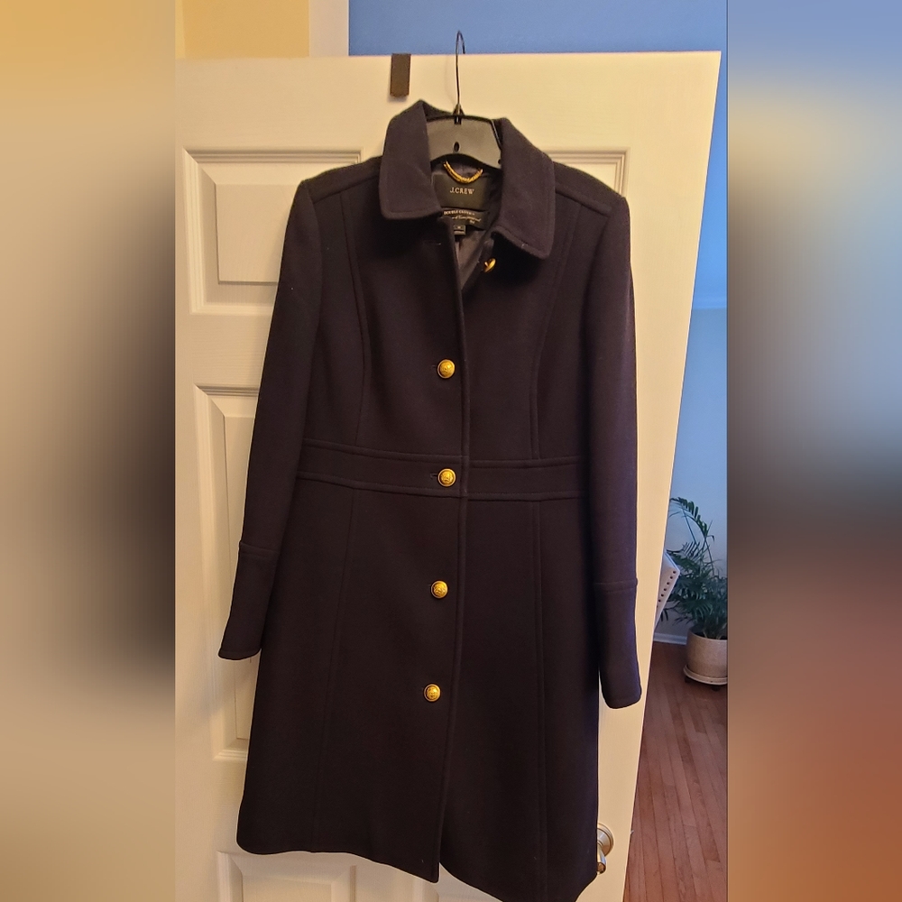 J.Crew wool lady top coat. Navy Blue color & size 12